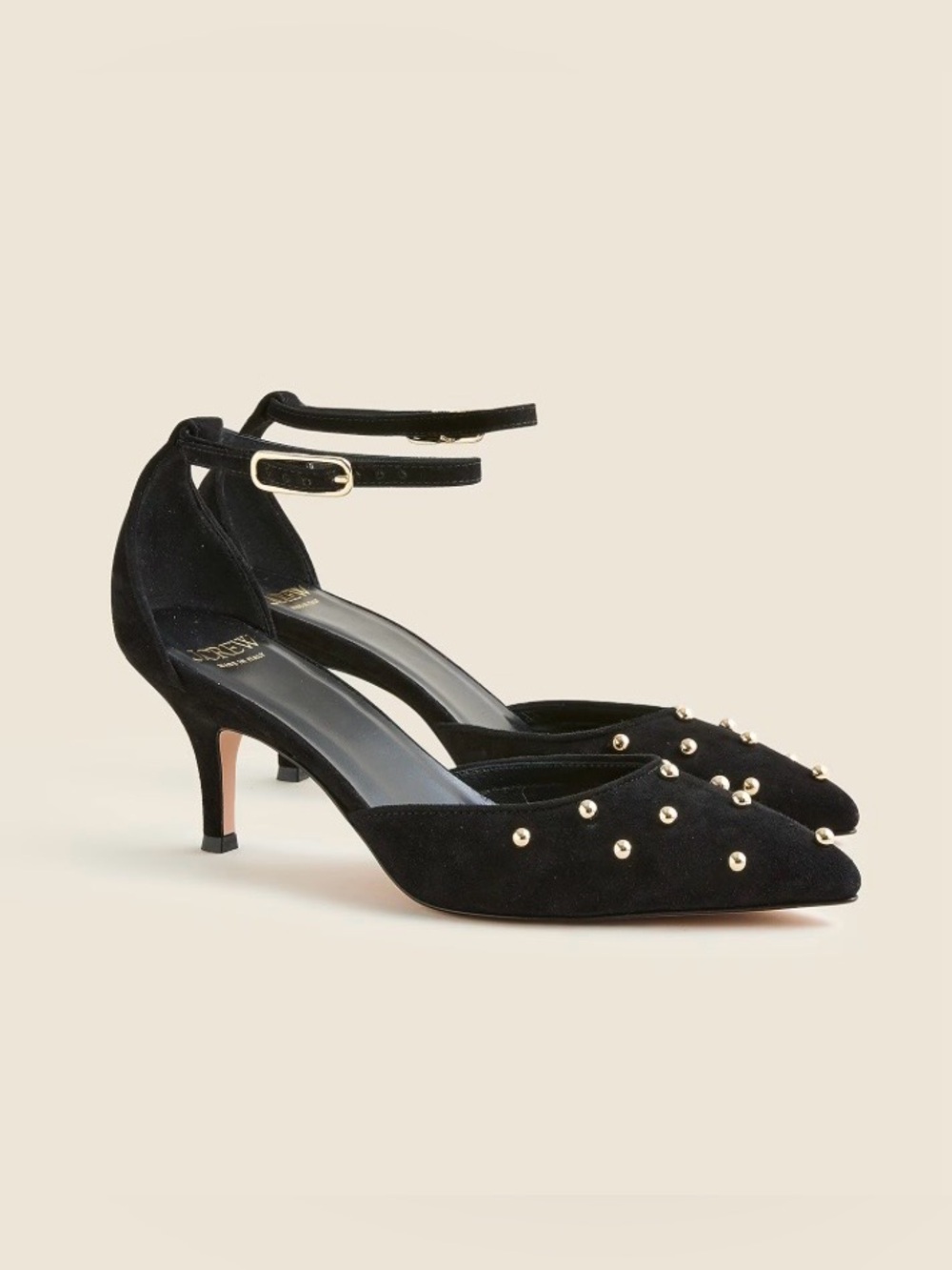 NEW J. Crew Made-in-Italy Colette suede slingback heels gold beads CM928 6.5